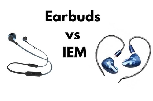 earbuds left and IEM right